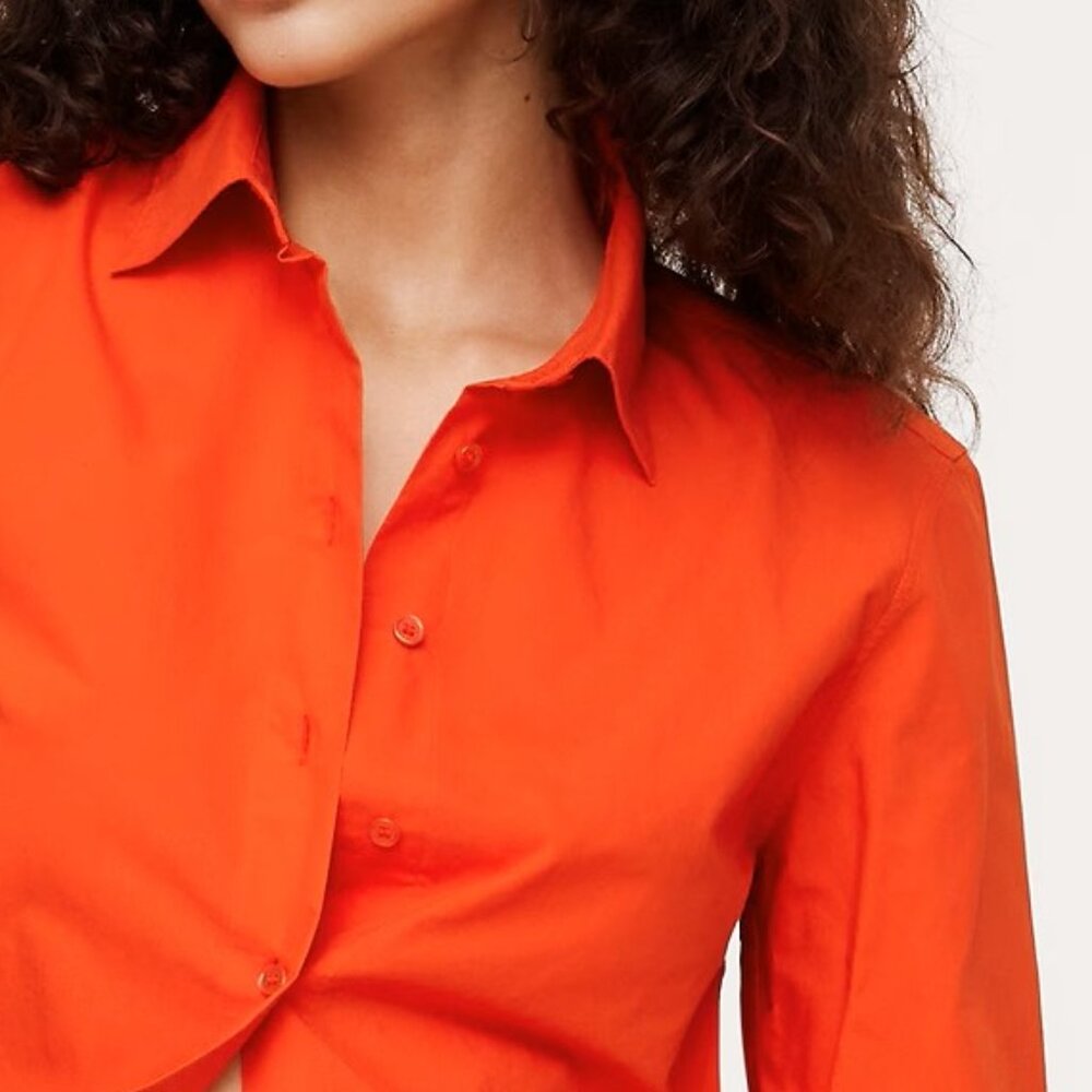 NWT Banana Republic Poppy Red Cotton Poplin The Perfect Everyday Blouse Shirt XL - Picture 2 of 9
